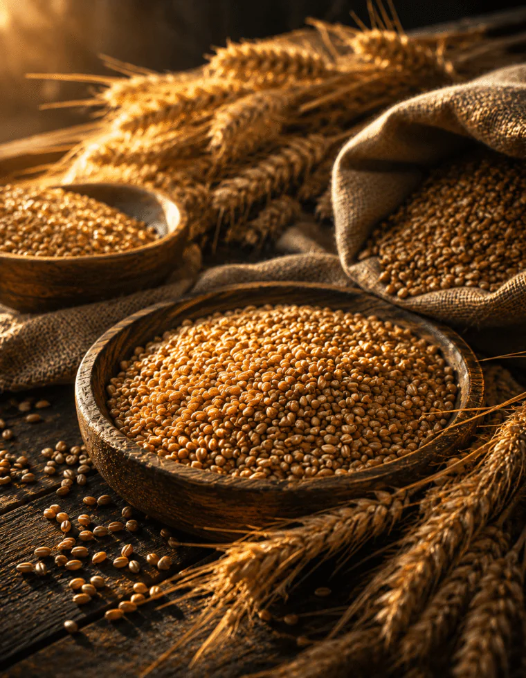 Bowl of wheat grain